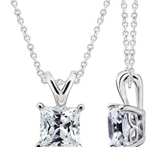 Platinum-Plated Sterling Silver Princess-Cut Solitaire Pendant Necklace with 6mm Cubic Zirconia, 18"