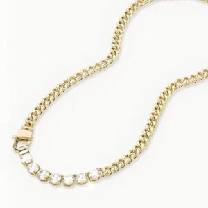 18K Gold-Plated Zircon Tennis Necklace for Women with Adjustable Padlock Clasp, Waterproof and Non-Tarnish