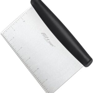 Stainless Steel Bench Scraper and Chopper for Baking and Cooking, 1-Pack (Black)