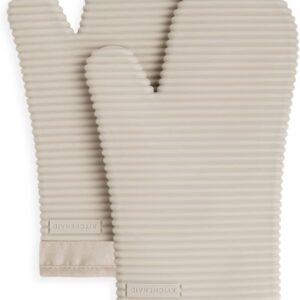 2-Pack Ribbed Silicone Oven Mitts, 7.5" × 13" (Milkshake)