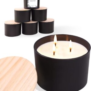 6-Pack 16oz Frosted Black Glass Candle Jars with 3 Wicks for DIY Candle Making