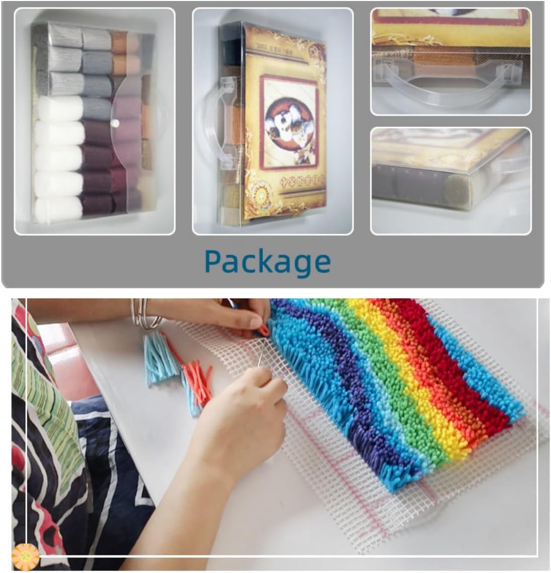 Christmas Red Bird Cardinal Latch Hook Pillow Kit, 43×43cm, DIY Throw Pillow Cover with Canvas and Yarn - Image 4