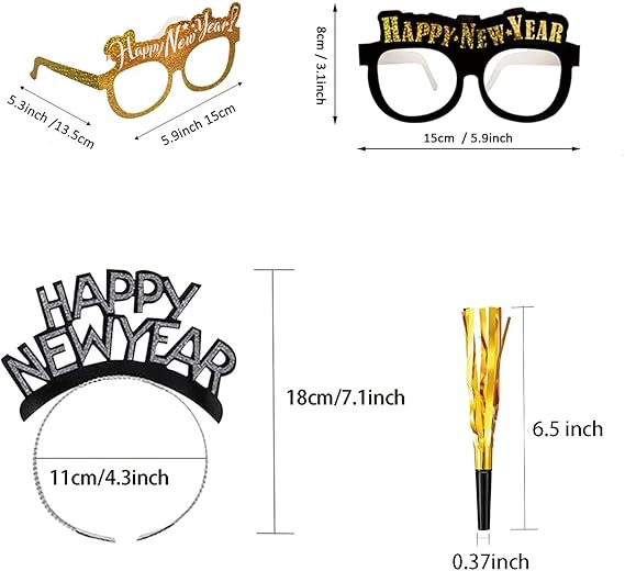 39 Pieces New Years Eve Party Supplies 2026,Happy New Year Headband Tiara, New Year Glasses 2026 - Image 3