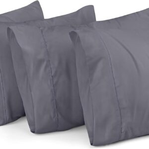 4-Pack Queen Pillow Cases, Soft Brushed Microfiber with Envelope Closure, Shrink- and Fade-Resistant, 20×30 Inches (Grey)