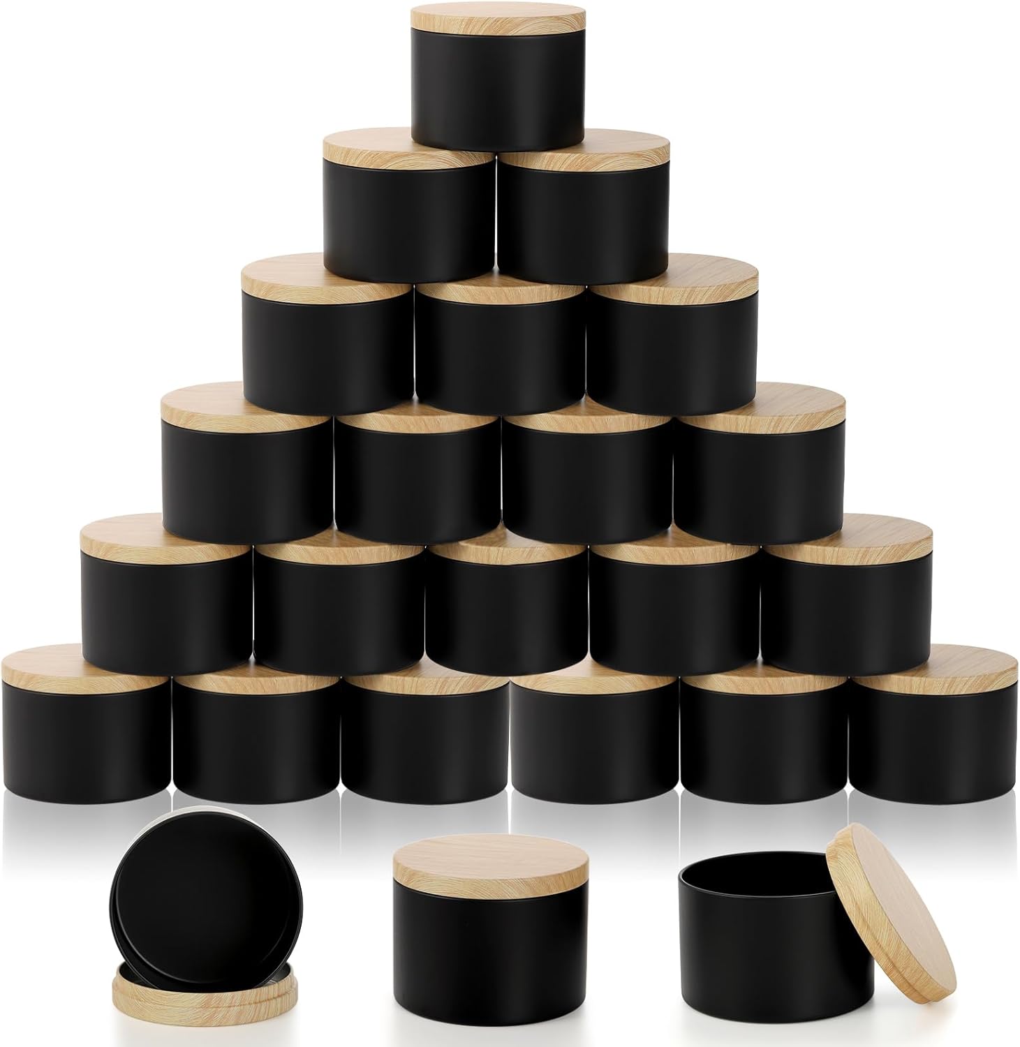 24-Pack 8oz Matte Black Candle Tins with Lids, Round Metal Jars for DIY Candle Making and Gift Packaging - Image 4