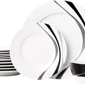 18-Piece Swirl Dinnerware Set for 6, Microwave & Dishwasher Safe, Plates, Bowls, and Dishes