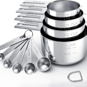 10-Piece Stainless Steel Measuring Cups and Spoons Set for Cooking and Baking