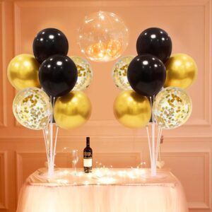 Black and Gold Balloon Stand Centerpieces Set of 4 for Parties and 2026 New Year Decorations