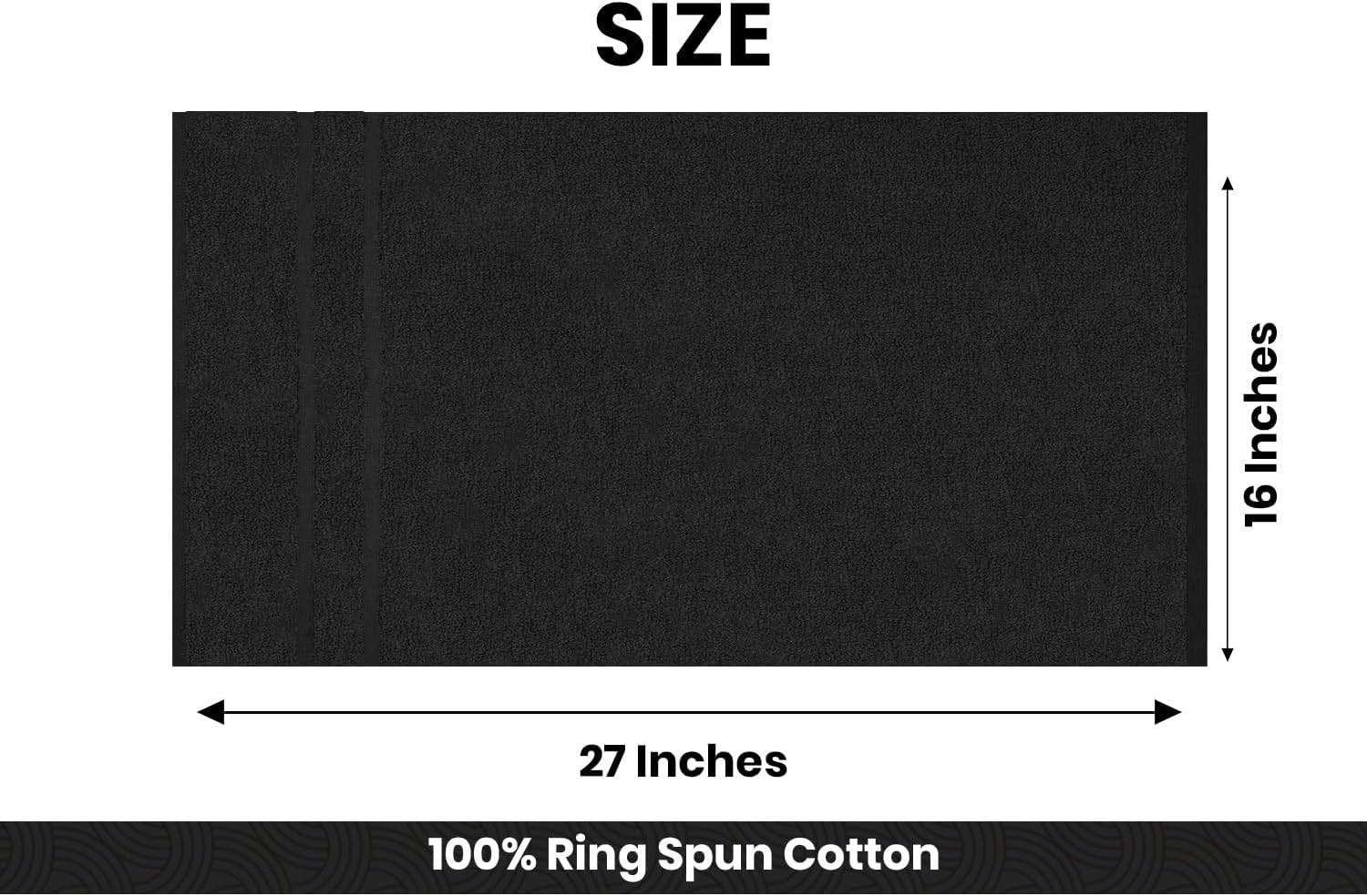 24-Pack 100% Cotton Hand Towels, Soft, Quick-Dry, and Highly Absorbent, 16×27 Inches (Black) - Image 4