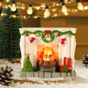 1:12 Scale Mini Christmas Fireplace for Dollhouse, Resin Furniture Accessory for Holiday Decoration