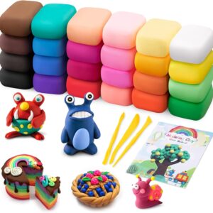 24-Color Air Dry Modeling Clay Kit with 3 Sculpting Tools for Kids and Adults