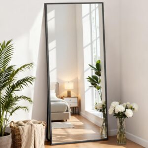 59x16 in Full-Length Floor Mirror, Full-Body, Aluminum Frame, Freestanding or Wall-Mount, Bedroom Cloakroom Decor