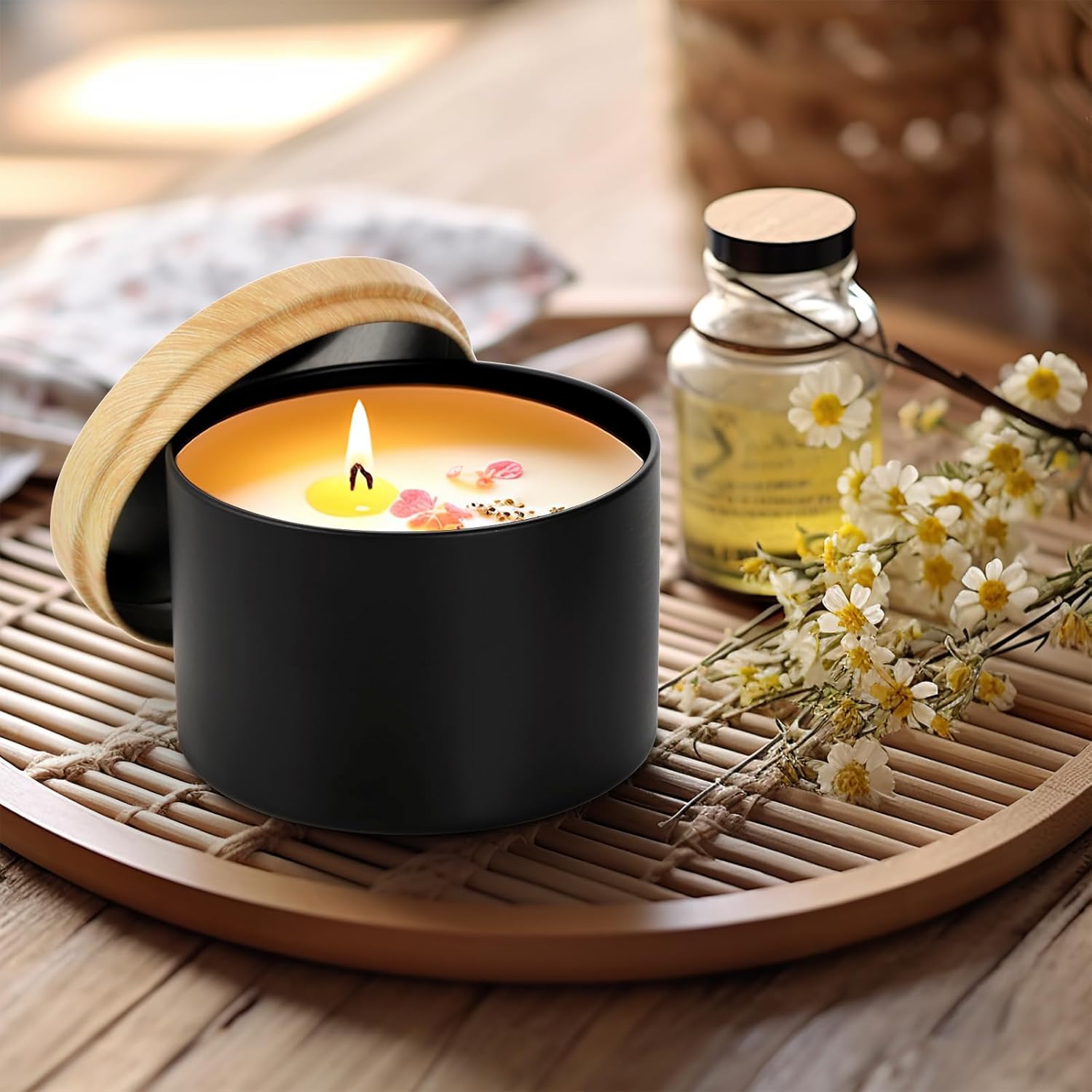 24-Pack 8oz Matte Black Candle Tins with Lids, Round Metal Jars for DIY Candle Making and Gift Packaging - Image 2