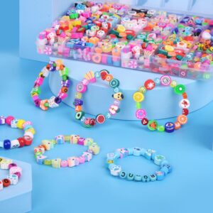 1000-Piece Polymer Clay Beads Set with 24 Styles, Includes Fruits, Flowers, Animals, Butterflies, and Hearts for DIY Jewelry and Accessories