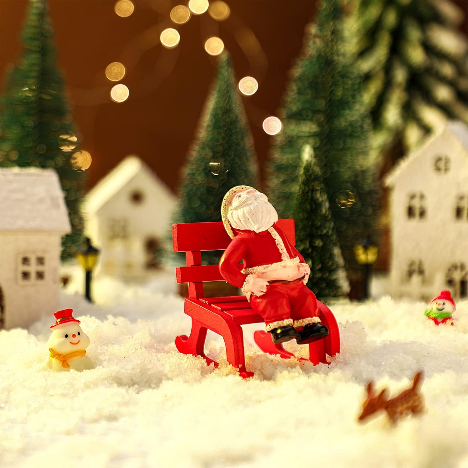 3-Piece Wooden Christmas Dollhouse Accessories Set with Mini Rocking Chair, Seat, and Sled for Holiday Decor and Kids' Gifts - Image 2