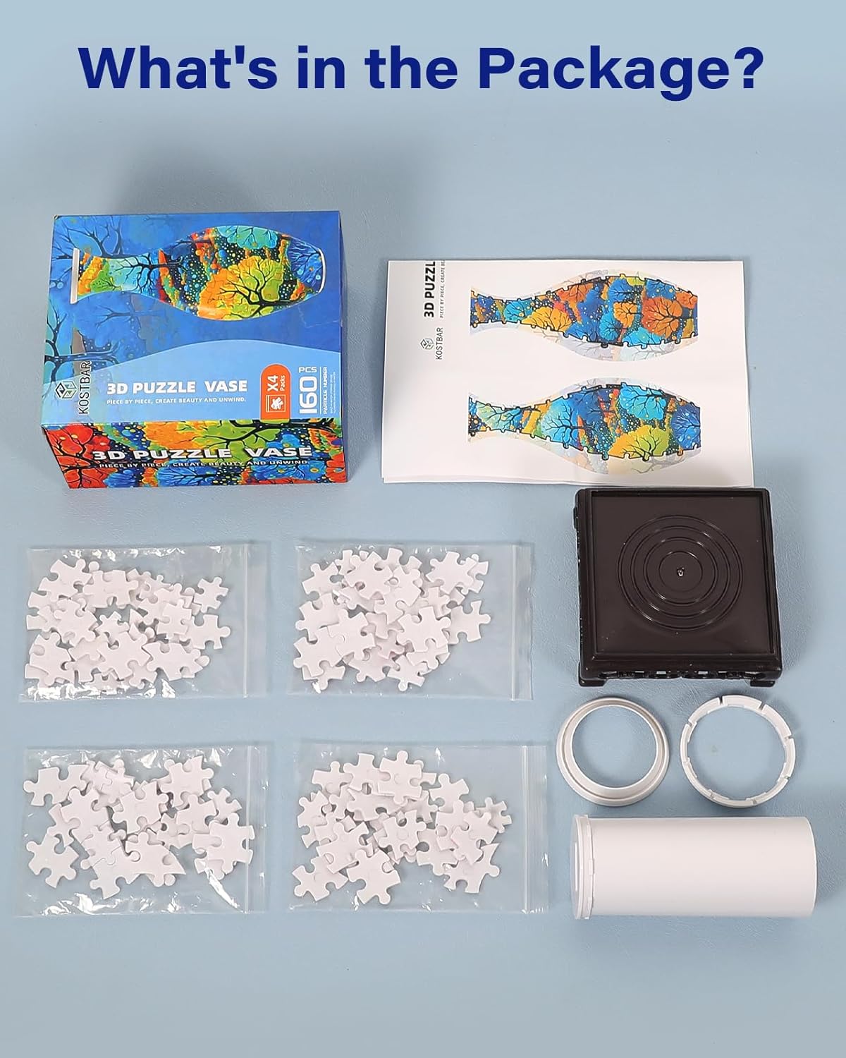 160-Piece 3D Puzzle Vase for Adults, Arts and Crafts Home and Office Decor - Image 2