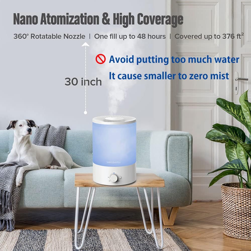 Cool Mist Ultrasonic Humidifier for Bedroom with 1-Gallon Tank, Colorful Night Light, Essential Oil Diffuser, and Auto Shut-Off - Image 3