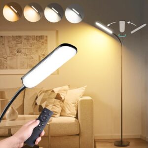 18W LED Floor Lamp, 1800LM Super Bright Dimmable Standing Lamp with Remote & Smart Plug, Eye-Caring Reading Light for Living Room, Bedroom, Office