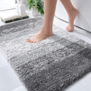 Microfiber Bathroom Rug Mat, 30×20 Inch, Extra Soft, Absorbent, Quick-Dry with Rubber Backing, Machine Washable (Grey)