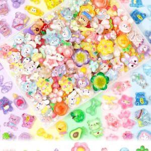 100-Piece Kawaii Flatback Resin Charms Set for DIY Crafts and Decorations
