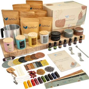 Soy Candle Making Kit with Wax, 7oz Jars and Tins, Scents, and Color Dyes