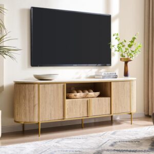 70" Fluted TV Stand, Modern Chic Entertainment Center for TVs Up to 80 inches, TV Console