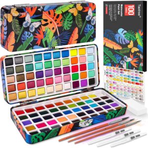 100-Color Watercolor Paint Set with Brushes, Travel Art Painting Kit for Adults and Artists