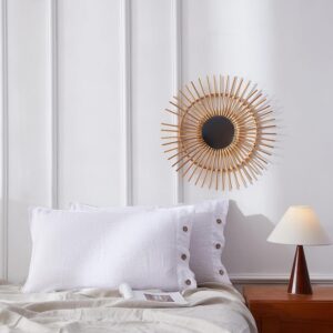 2-Pack 100% French Linen Pillowcases, 20×30 Inches, Stone-Washed, Soft, Durable, Breathable, All-Season with Coconut Button Closure (White)