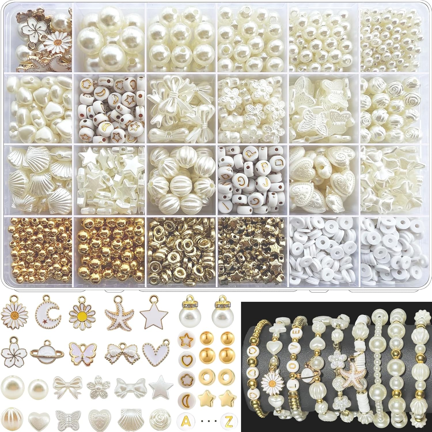 1680-Piece Assorted Pearl and Acrylic Beads Set for DIY Jewelry and Bracelets - Image 4