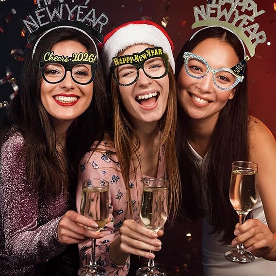 39 Pieces New Years Eve Party Supplies 2026,Happy New Year Headband Tiara, New Year Glasses 2026 - Image 2