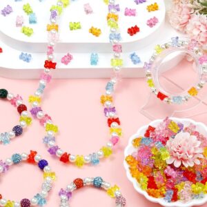 200 Clear Acrylic Gummy Bear Beads in Mixed Colors for DIY Bracelets, Necklaces, and Jewelry Crafts