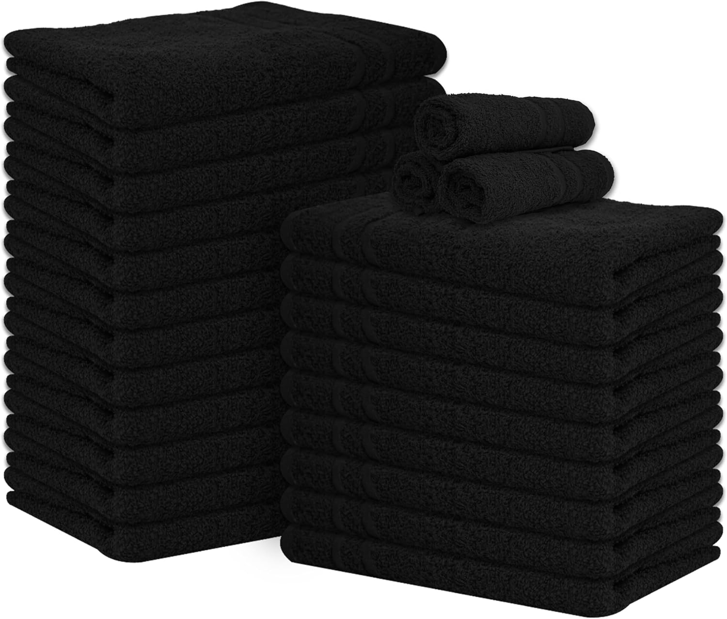 24-Pack 100% Cotton Hand Towels, Soft, Quick-Dry, and Highly Absorbent, 16×27 Inches (Black)