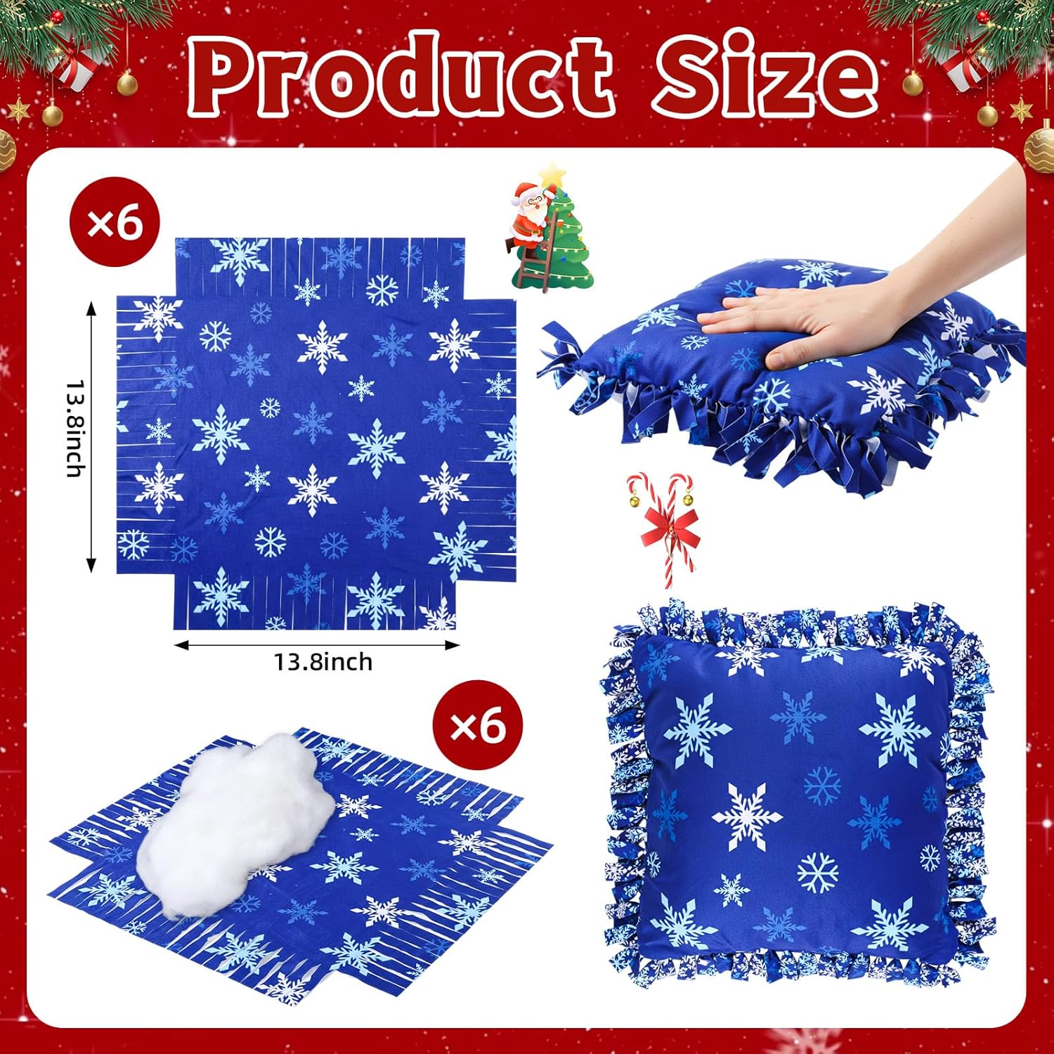 6-Pack Snowflake Fleece Pillow Craft Kits for DIY Winter Crafts and Home Activities - Image 3