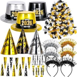 2026 New Year’s Eve Party Supplies for 20 Guests with 48 Pieces Including Hats, Horns, Headbands, Tattoos, Blowouts, and Leis