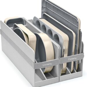 11-Piece Nonstick Ceramic Bakeware Set, Aluminized Steel Baking Sheets & Pans with Cooling Rack, Non-Toxic PTFE & PFOA Free, Cream