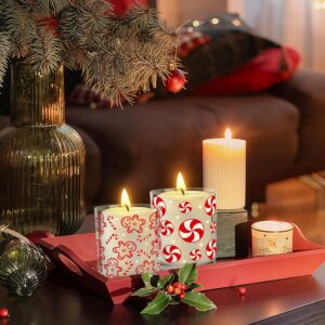 12-Pack Christmas Glass Candle Jars with Cork Lids, Red Peppermint, Gingerbread, and Candy Cane Designs for DIY Candle Making and Holiday Decor