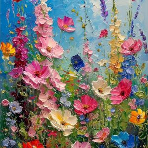 Wildflower Paint by Numbers Kit for Adults, Flower Canvas DIY Oil Painting, 16x20 in, Home Decor Gift